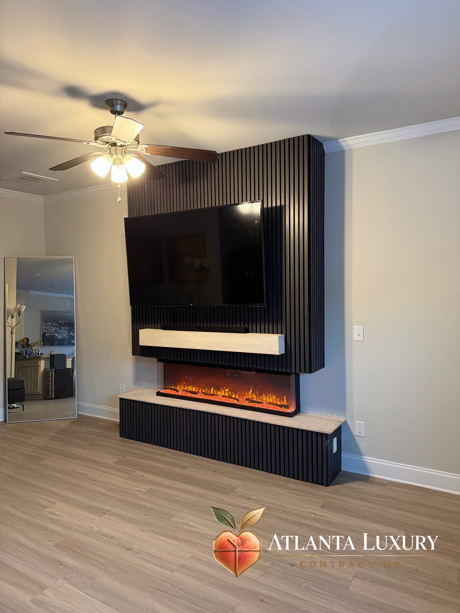 Acoustic Slat Media Wall in Johns Creek